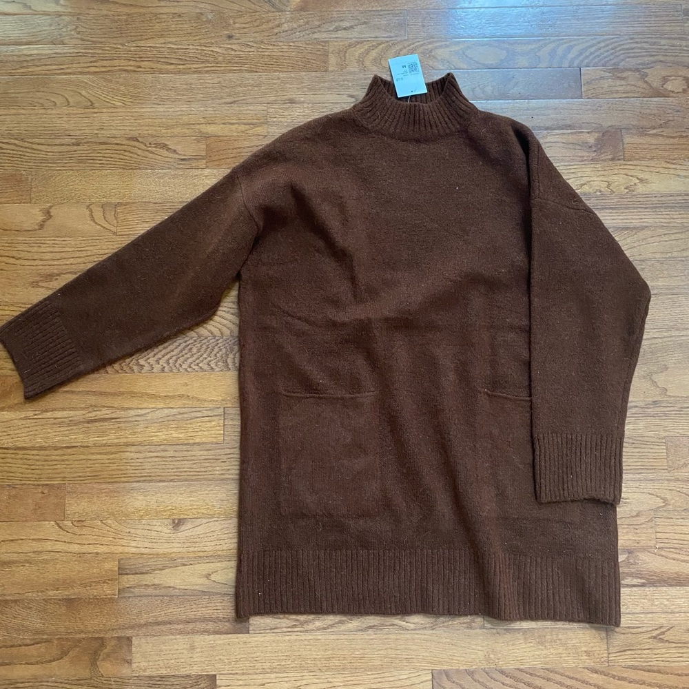 NWT Brown Cowl Neck Sweater Dress